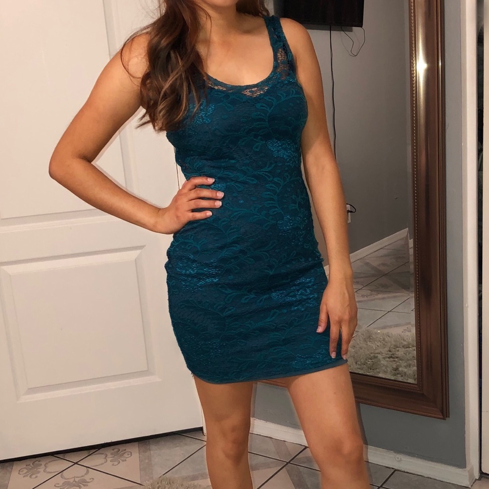 Turquoise Lace Dress 👗